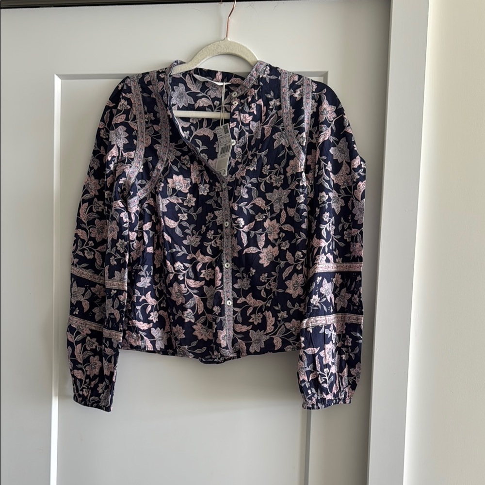 Mango Floral Blouse - Black and Pink